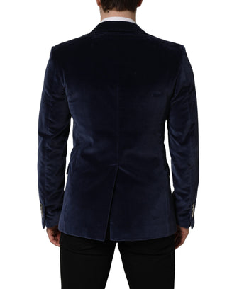 Chaqueta blazer azul de terciopelo de un solo botón
