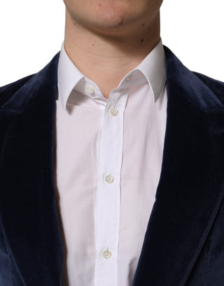 Chaqueta blazer azul de terciopelo de un solo botón