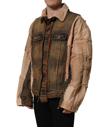 Multicolor Raw Cut Panelled Denim Men Jacket