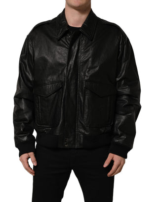 Chaqueta de cuero negra para hombre con cremallera completa estilo biker