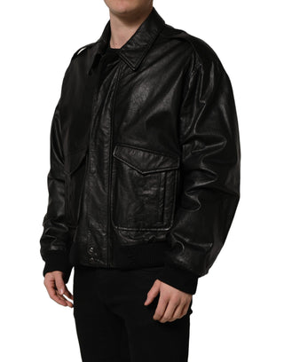 Chaqueta de cuero negra para hombre con cremallera completa estilo biker