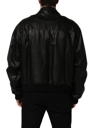 Chaqueta de cuero negra para hombre con cremallera completa estilo biker