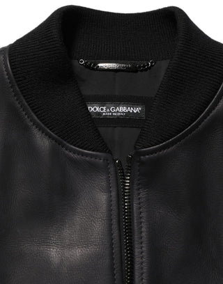 Black Leather Full Zip Men Biker Jacket