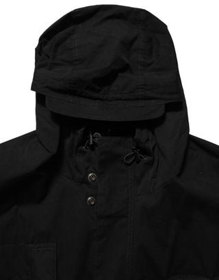 Black Nylon Men Hooded Windbreaker Jacket
