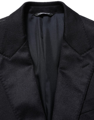 Blue Cashmere Single Breasted Blazer Jacket