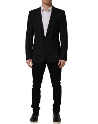 Blazer negro de lana con botonadura simple