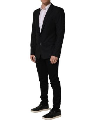 Blazer negro de lana con botonadura simple