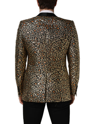 Gold Leopard Single Breasted Men Coat Jacket