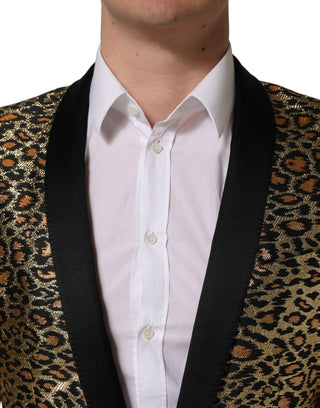Gold Leopard Single Breasted Men Coat Jacket