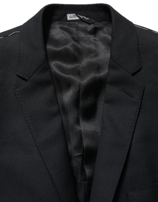 Dark Blue Wool Single Breasted Blazer Jacket