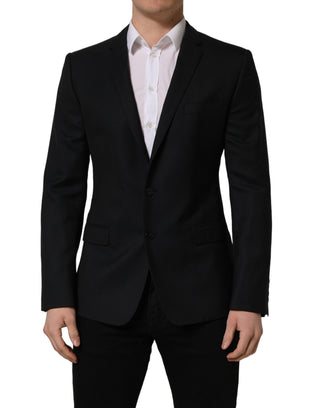 Dark Blue Wool Single Breasted Blazer Jacket