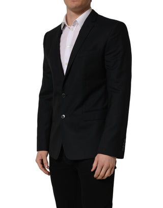 Dark Blue Wool Single Breasted Blazer Jacket