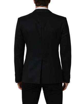 Dark Blue Wool Single Breasted Blazer Jacket