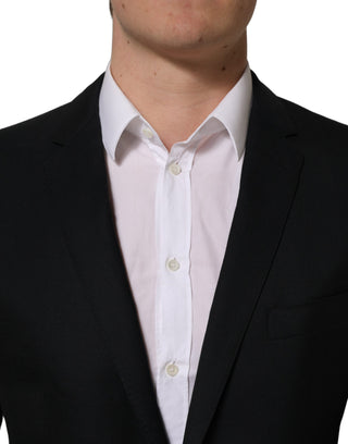 Dark Blue Wool Single Breasted Blazer Jacket