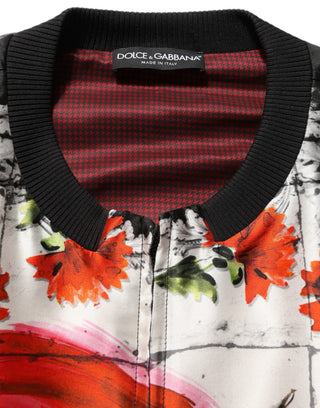 Multicolor Majolica Bull Print Bomber Jacket