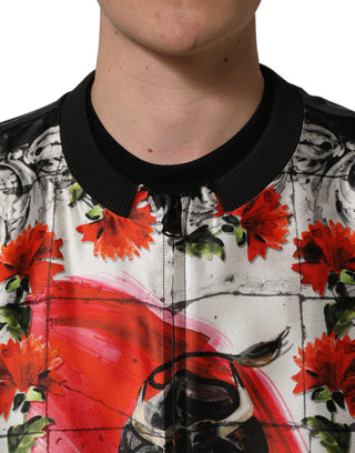 Chaqueta bomber con estampado de toro Majolica multicolor  