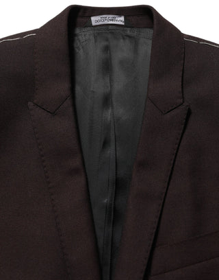 Brown Wool GOLD Single Breasted Men Jacket