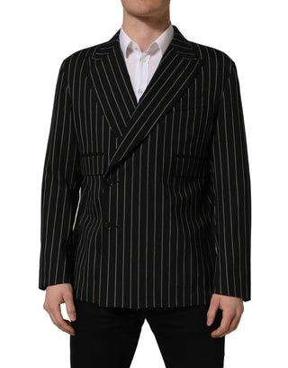 Dark Gray Stripes Wool Double Breasted Jacket
