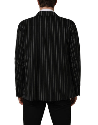 Dark Gray Stripes Wool Double Breasted Jacket