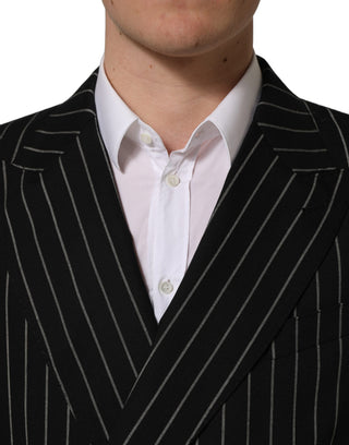 Dark Gray Stripes Wool Double Breasted Jacket