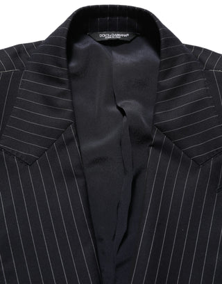 Dark Gray Stripes Wool Double Breasted Jacket