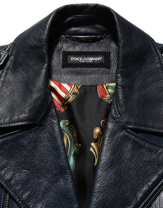 Black Leather Men Biker Coat Goatskin Jacket