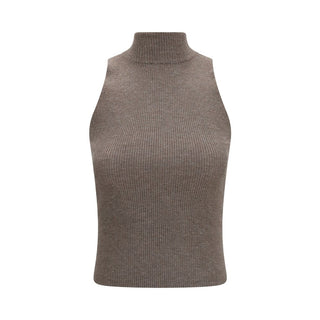 Brown Cashmere Sleeveless Jacket