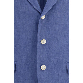 Blue Linen Full-Length Jacket