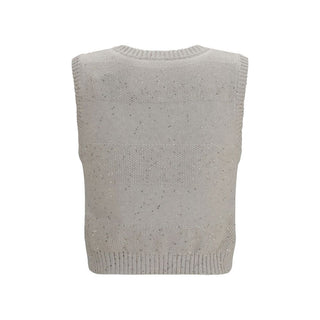 Beige Cotton Sleeveles Sweater
