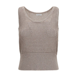 Beige Cotton Tank Tops
