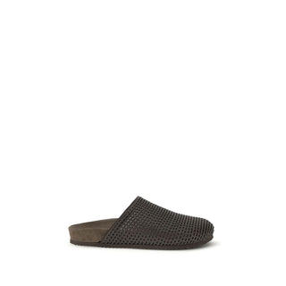 Brown Calf Leather Bos Taurus Slides