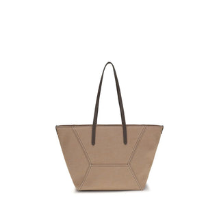 Beige Cotton Shoulder Bag