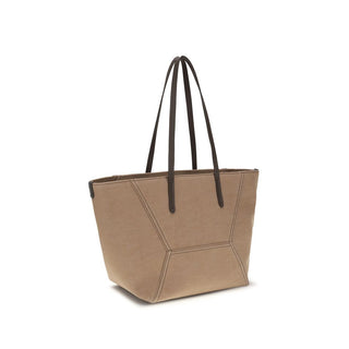 Beige Cotton Shoulder Bag