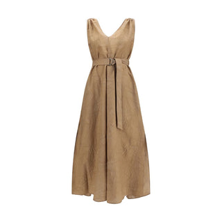 Beige Cotton Casual Dress