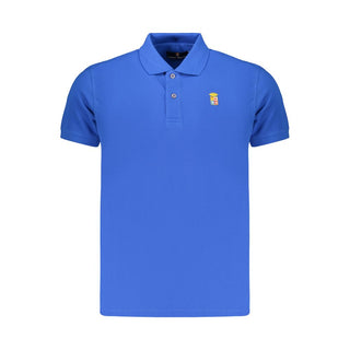 Blue Cotton Men Polo