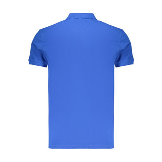 Blue Cotton Men Polo