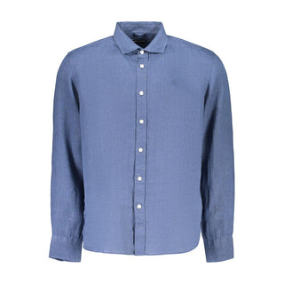 Camisa de hombre de lino azul