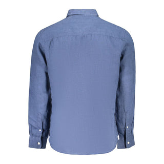 Camisa de hombre de lino azul