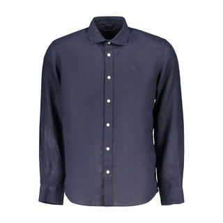 Camisa de hombre de lino azul