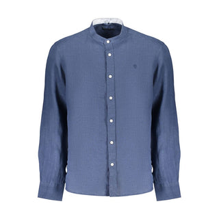 Camisa de lino azul para hombre