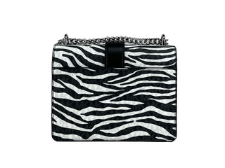 Michael Kors Greenwich Kleine Logo-Print Umhängetasche Kette Schwarz/Weiß 498 $