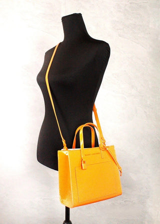 Marc Jacobs Mini Grind Scorched Lackleder Crossbody Tote Bag Geldbörse