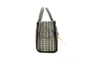 Bolso bandolera mini tote beige con monograma de lona jacquard tejido de Marc Jacobs