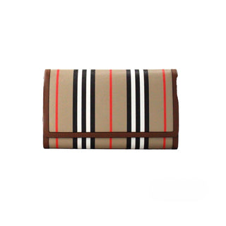 Bolso bandolera cartera de cuero y lona E-Canvas tan con rayas icono Hannah de Burberry