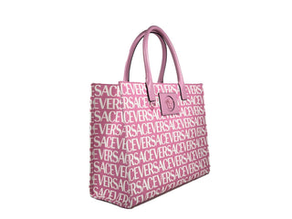 Bolso tote grande de lona rosa bebé con Medusa de Versace