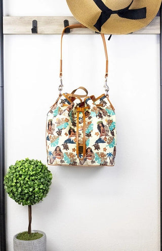 Dooney & Bourke Disney Medium Moana Coated Cotton Bucket Crossbody Bag Purse