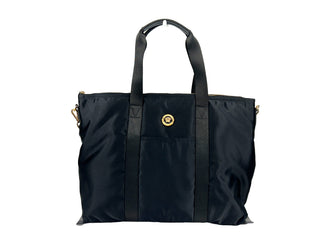 Bolso tote de hombro Versace La Medusa de tela de nylon negro