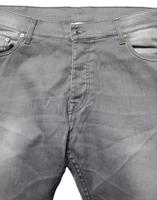 Gray Washed Mid Waist Straight Men Denim Trouser Jeans