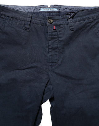 Navy Blue Skinny Chino Mid Waist Men Pants