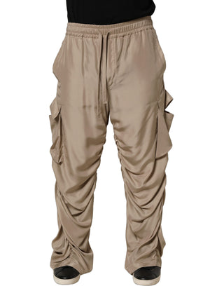 Pantalones jogger para hombre marrones con pliegues y estilo cargo paracaídas